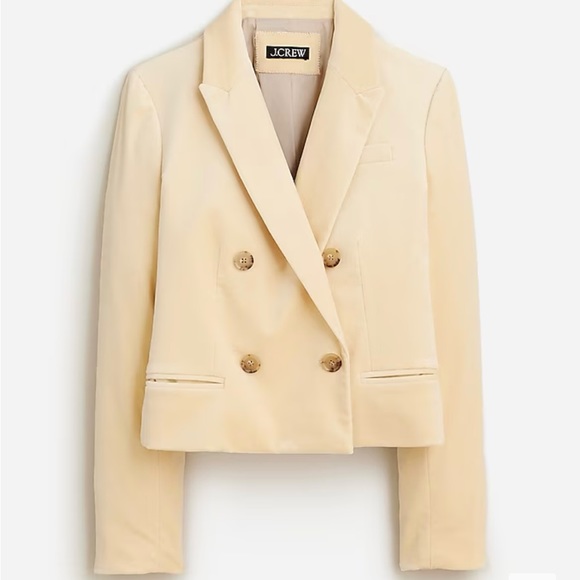 J. Crew Jackets & Blazers - J.Crew cropped double-breasted blazer in luxe cotton velvet,size 10, beige